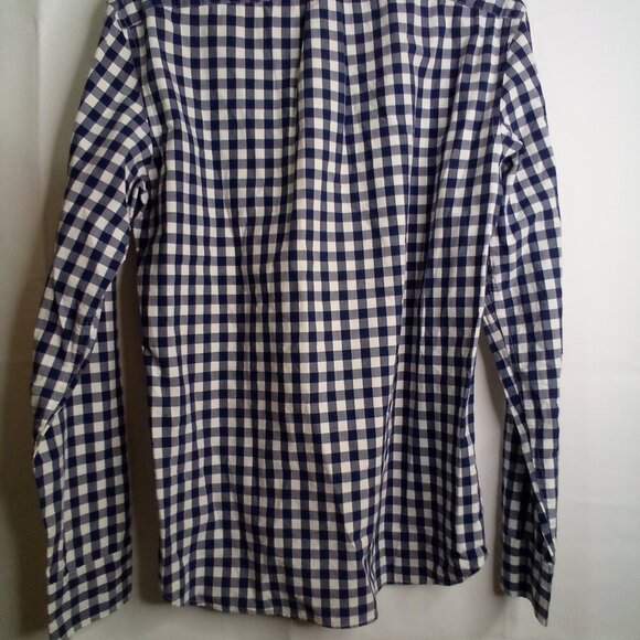 J Crew Shirt Men M Slim Button Down Long Sleeve Check Pattern Blue White - Picture 10 of 15